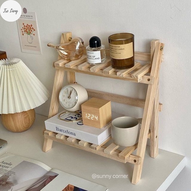 Kệ gỗ để bàn 2 tầng mini nhỏ gọn tiện dụng