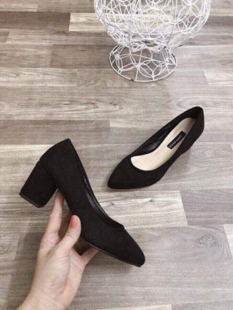 Giày cao gót da nhung đế trụ 5p chắc chân