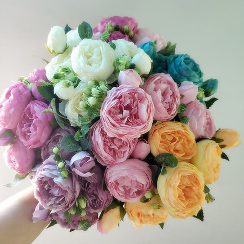 Bó hoa mẫu đơn giả phong cách vintage dùng để trang trí nhà