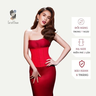 Đai Nịt Bụng định hình eo thon Latex Corset Chuẩn (Màu Đỏ)