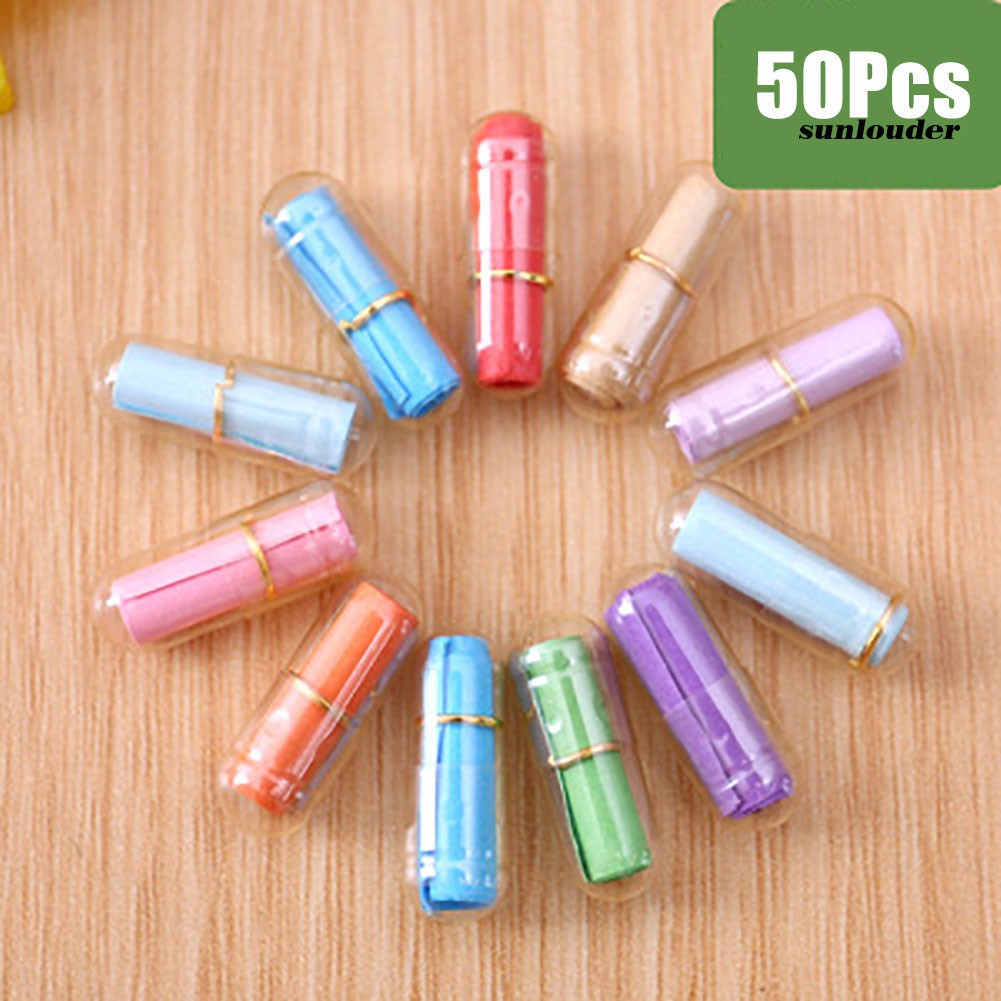 Set 50 hộp đựng giấy ghi lời nhắn hình viên thuốc dễ thương