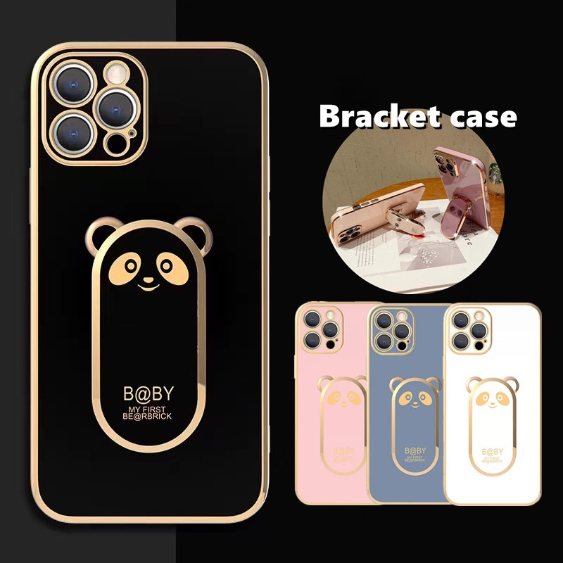 Ốp Điện Thoại Dẻo Mạ Sang Trọng Chống Sốc Kèm Giá Đỡ Cho iphone 12 13 pro max 11 pro max Xs XR 7plus/8plus