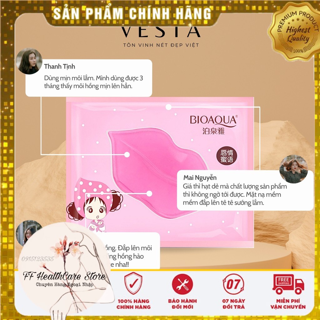 Mặt nạ môi bioaqua - mask giấy ngủ dưỡng môi dưỡng ẩm 8gr