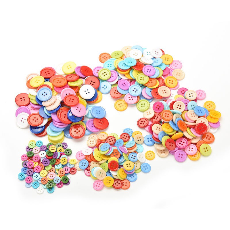 Set 100 nút áo tròn bằng nhựa nhiều màu sắc dùng trang trí thủ công