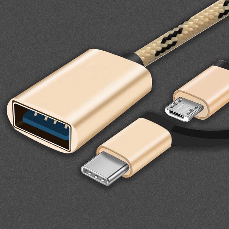 SAMSUNG Cáp Chuyển Đổi 2 Trong 1 Usb 3.0 Otg Bện Nylon Micro Usb Type C
