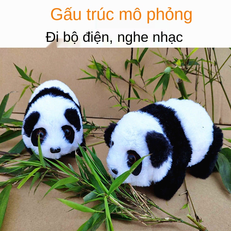 ♝▫♞Đồ chơi gấu trúc điện sang trọng, có thể đi bộ, nhạc búp bê nhỏ, mô phỏng động vật trẻ em bộ