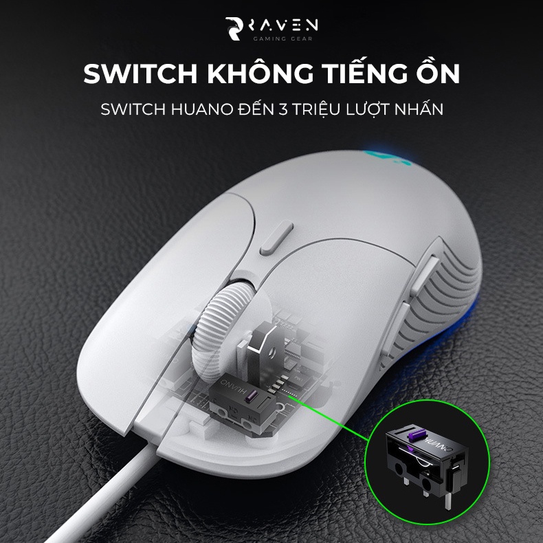 Chuột laptop, máy tính có dây INPHIC PB1P, chuột công thái học silent - Raven Gaming Gear