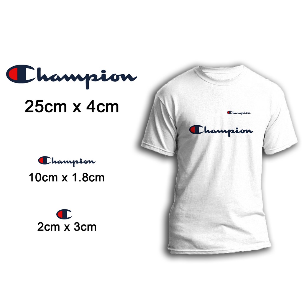 Miếng ủi truyền nhiệt offset dán quần áo hình LOGO Champion Xanh Đậm