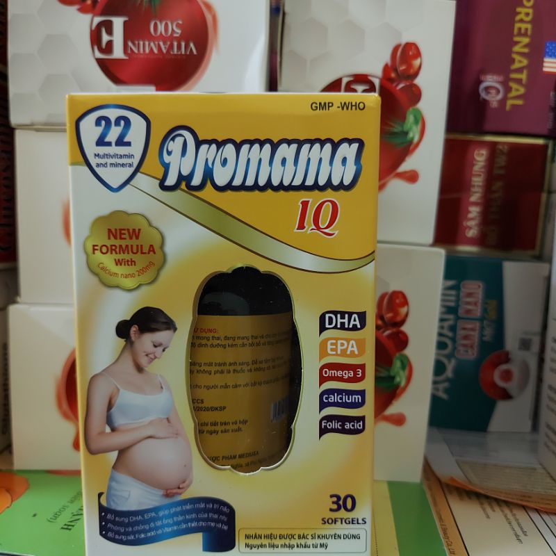 Vitamin Cho Mẹ Bầu Promama IQ- Hộp 30 viên bổ sung vitamin và dưỡng chất cần thiết cho mẹ và bé