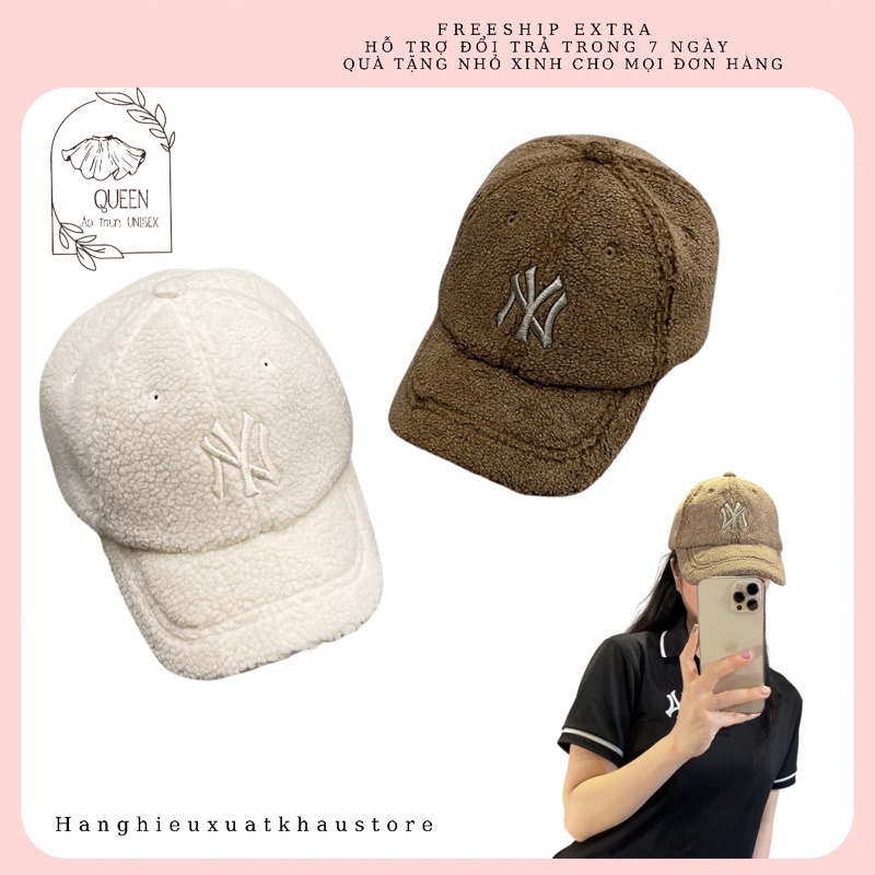 [ẢNH THẬT] Mũ MLB LÔNG Trắng,Nâu unisex N/Y Fleece cap, Nón thời trang cá tính