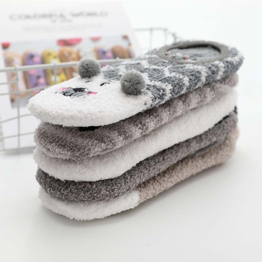 Vớ Ngủ Vải Lông Cừu San Hô Dày Không Trượt In Hoạt Hình Thỏ 3D Dễ Thương Cho Bạn Gái