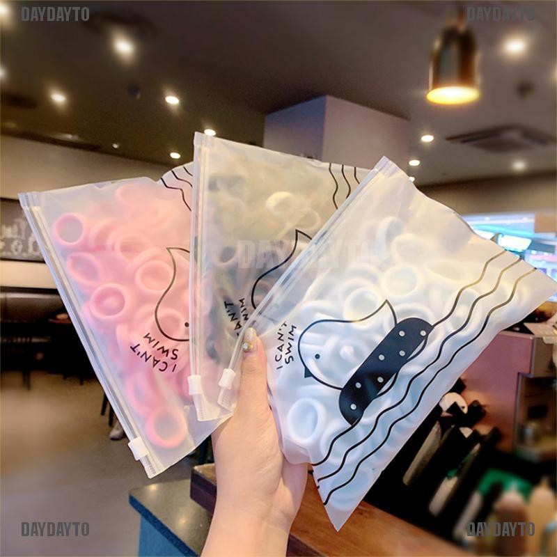 Set 50 / 100 Dây Cột Tóc Co Giãn Màu Trơn Dành Cho Nữ