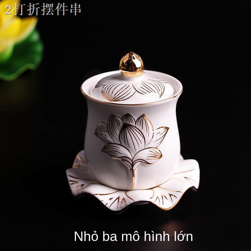 Gia dụng Mặt trước tượng Phật Gốm sứ cho Bà Quan Âm Đại Từ Bi Nước Phòng Cung Cấp Chén Thanh Lọc Hoa Sen