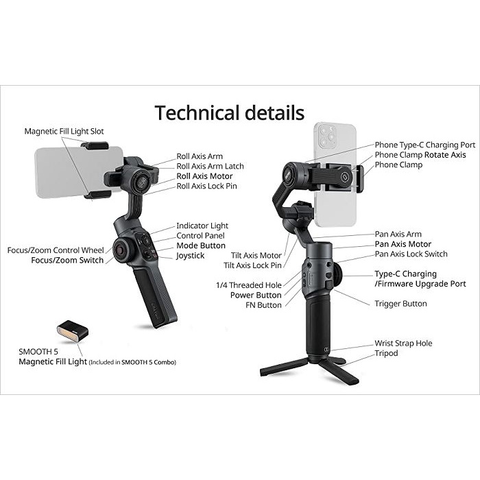 Gimbal chống rung Zhiyun Smooth 5 Combo HL Studio