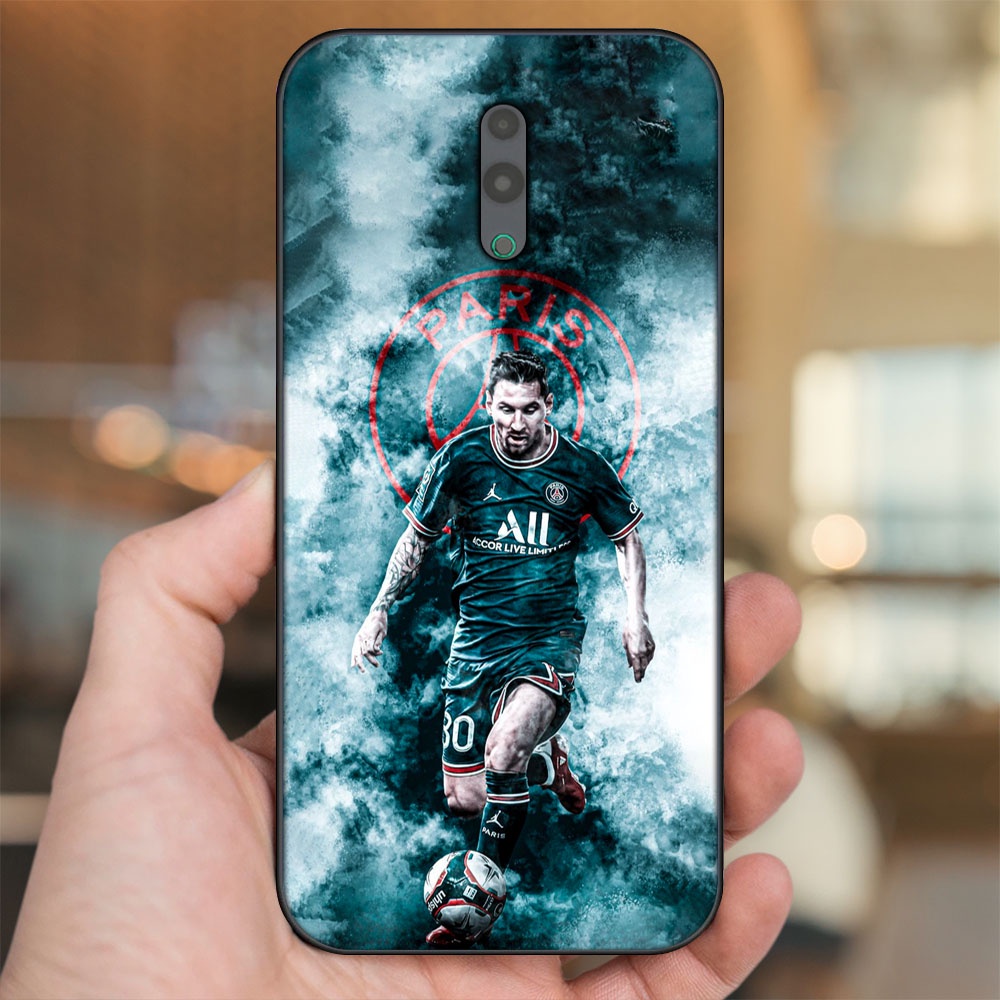 Ốp lưng Oppo Reno viền đen in hình Lionel Messi Barcelona PSG