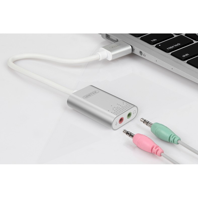 USB Sound Unitek ra 2 cổng jack 3.5mm audio và mic-TM shop