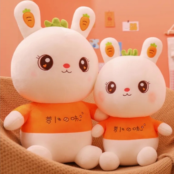 Gối Ngủ Dạng Thú Nhồi Bông Họa Tiết Thỏ Cà Rốt Dễ Thương