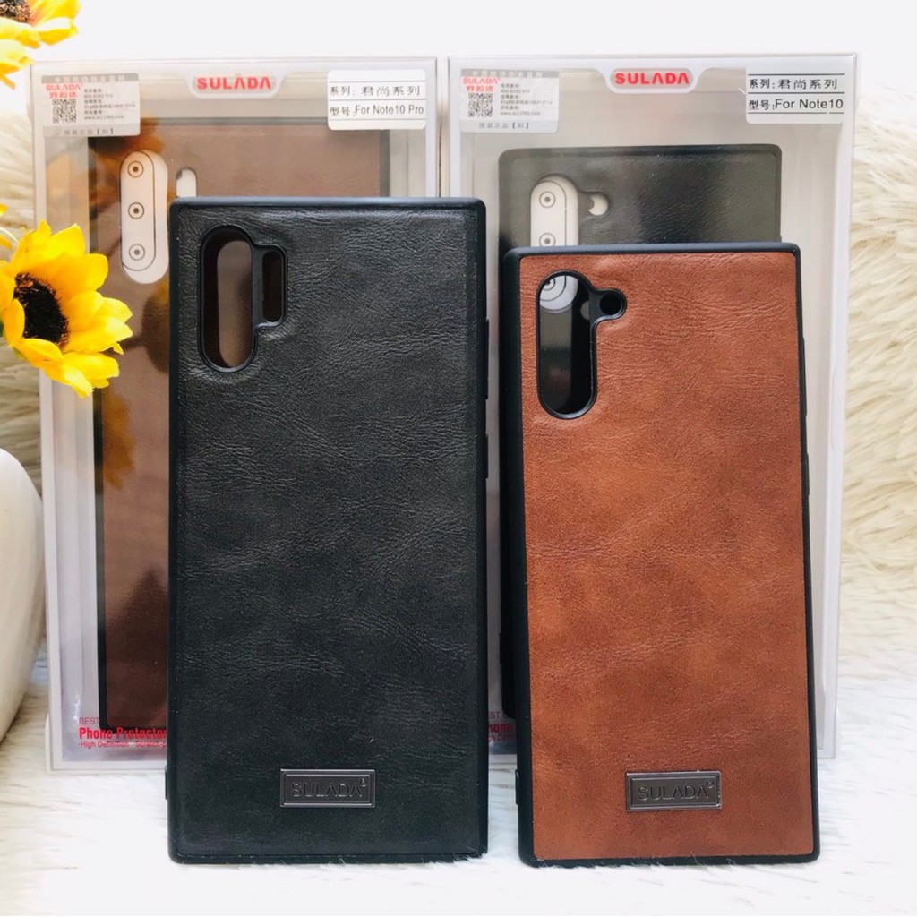 Ốp Lưng Sulada Vân Da Cho Galaxy Note8/ Note9/ Note10/ Note10Plus Viền TPU Chống Sốc