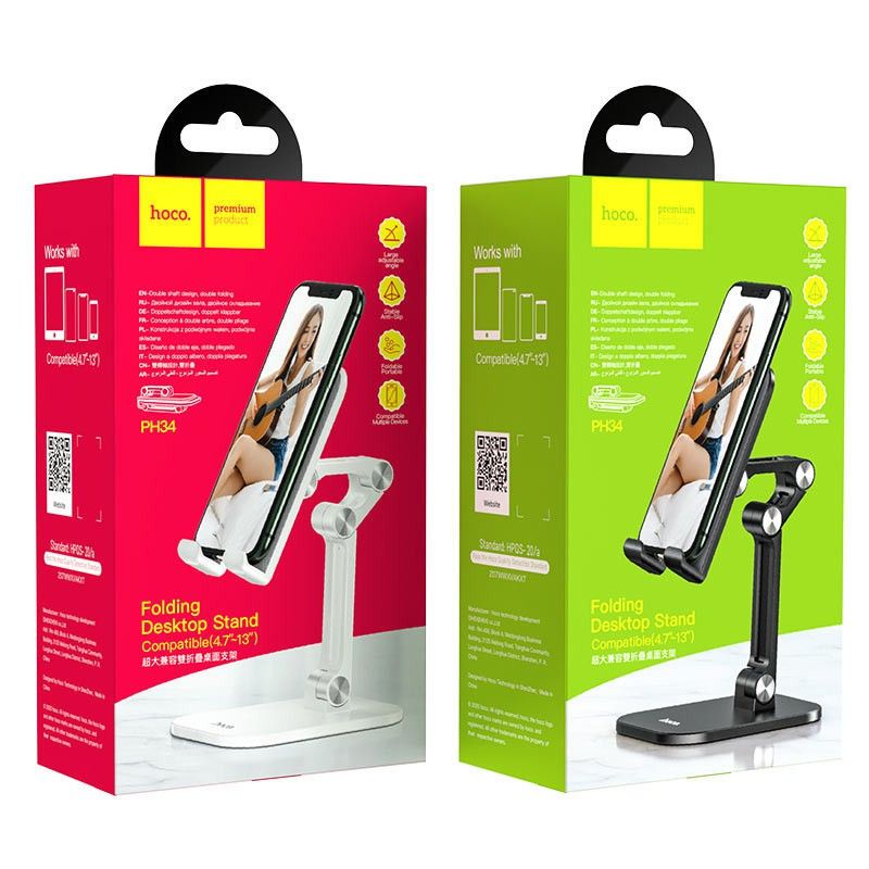 Giá đỡ điện thoại và iPad Hoco PH34 kẹp điện thoại và máy tính bảng từ 4.7 - 13 inch, Chính hãng Hoco
