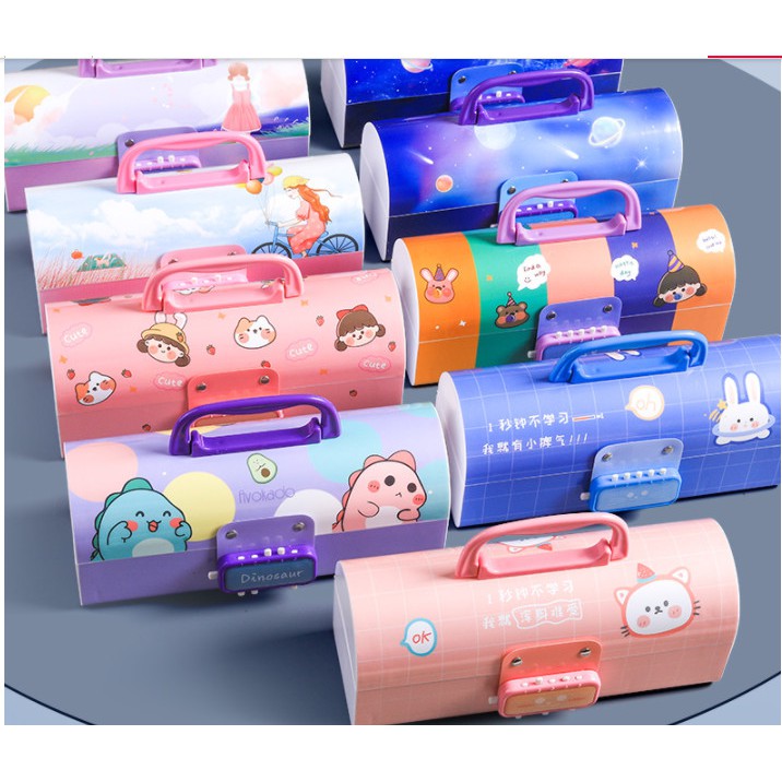Hộp bút học sinh có khoá mật khẩu nhiều màu sắc (Mẫu mới)