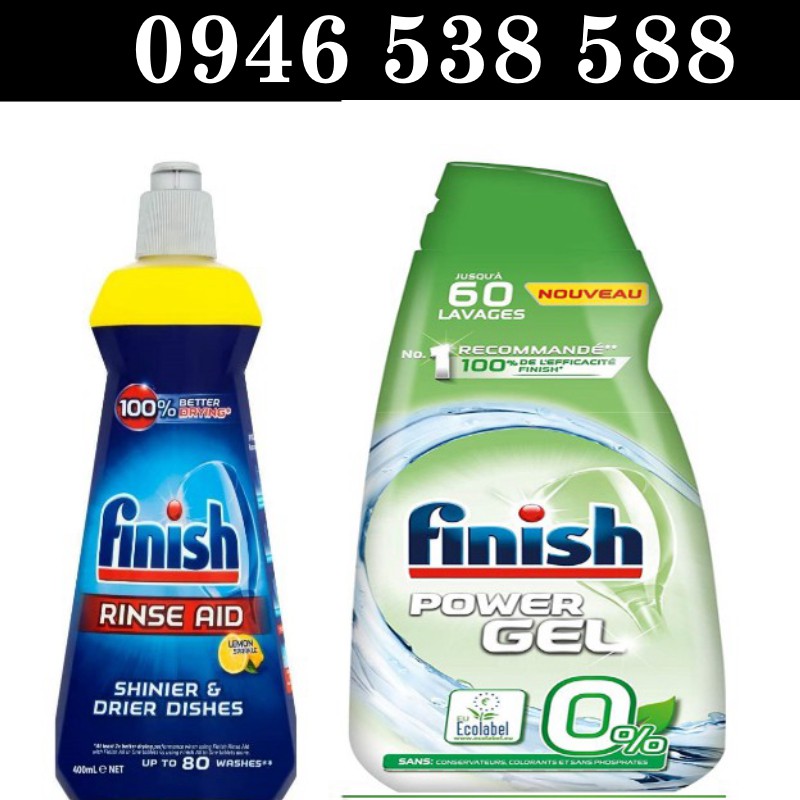 Combo Xà phòng rửa bát chén finish hữu cơ 900ml+ Nước làm Bóng Finish 400ml chuyên dùng cho máy Finish.edu.vn