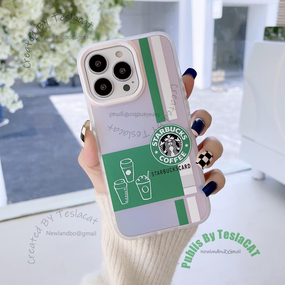 Ốp Điện Thoại Màu Tím Nhám Họa Tiết starbucks Cho iphone 14 14Pro 13 12 11 XR Pro max 12Pro 12mini 13Mini 11Pro