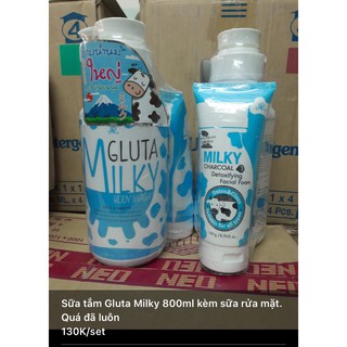 Sữa tắm con bò Gluta Milky Thái Lan 800ml tặng sữa rửa mặt- của MAP-0977023490