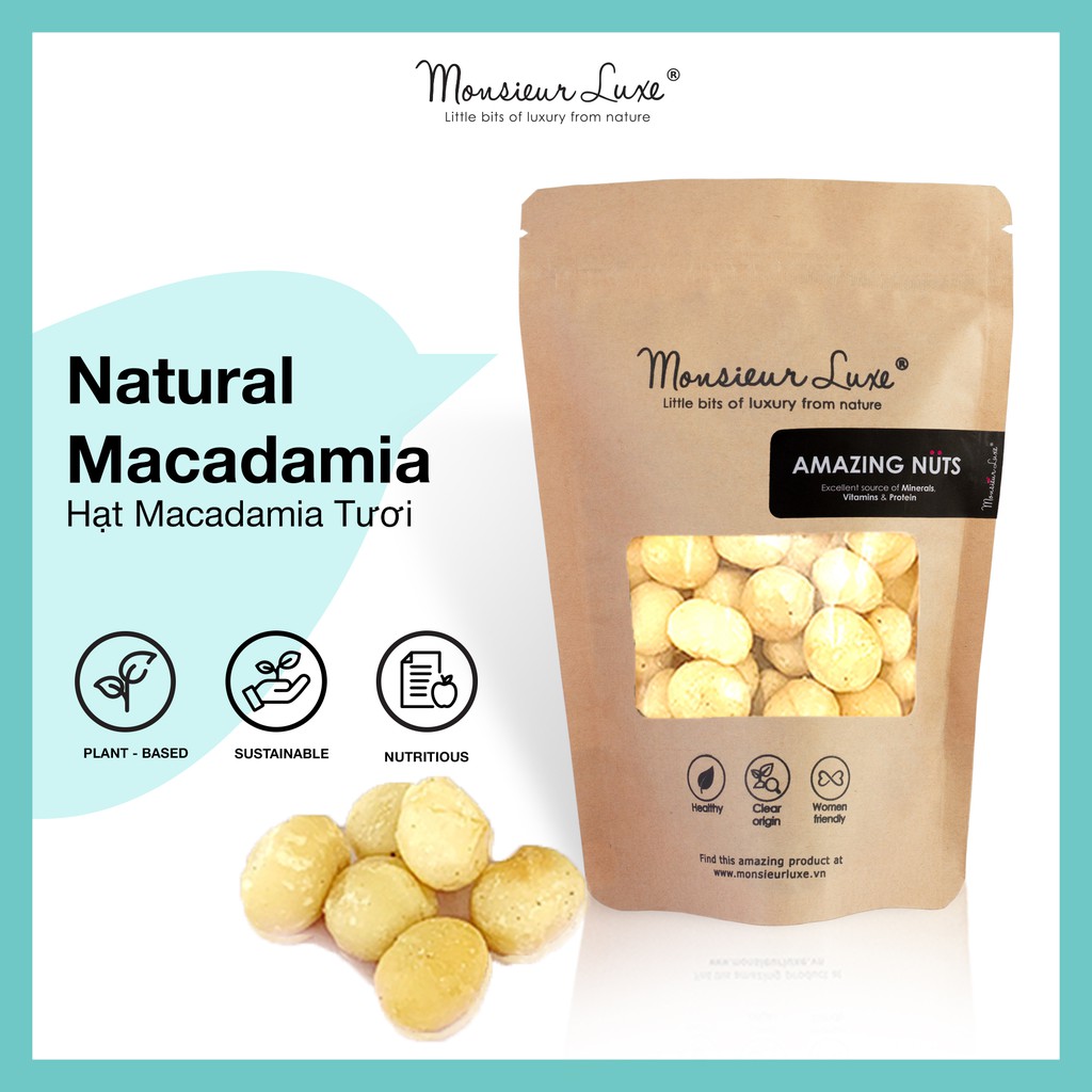 Hạt Macca tươi Luxe - Giàu chất béo tốt, Tốt cho Gymmer, Tốt cho Tim mạch, Chuẩn KETO
