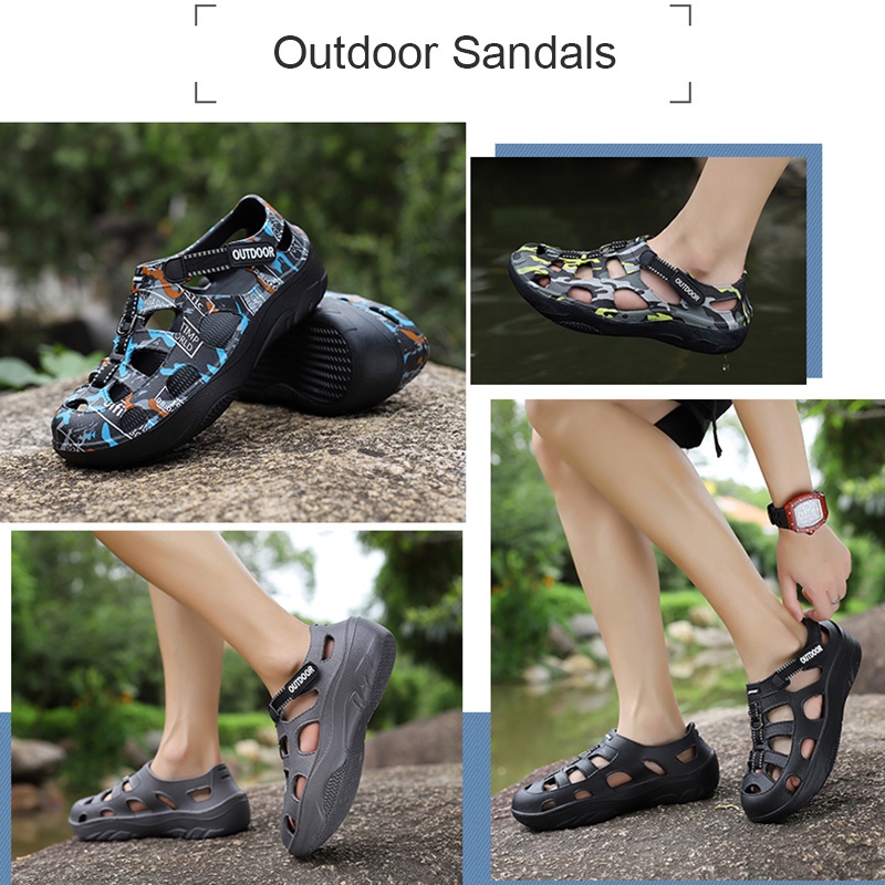 [ASZC] Sandal Thể Thao Đi Biển Nhẹ EVA Chống Trượt Thoáng Khí Họa Tiết Rằn Ri Cho Nam