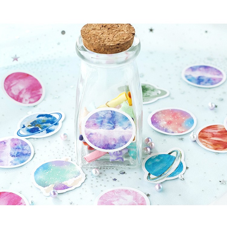 Hộp 45 miếng sticker mẫu tinh cầu và hành tinh
