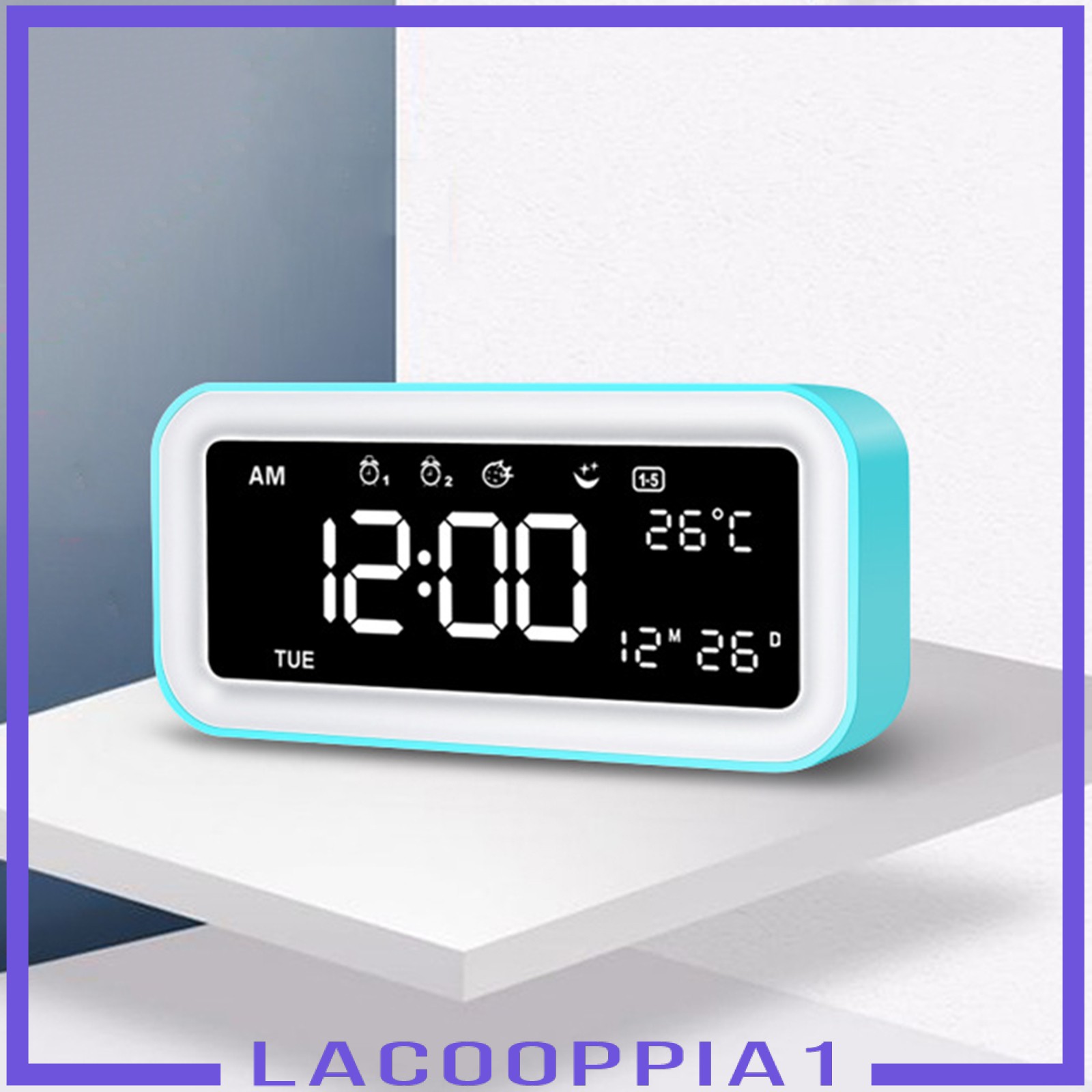 Đồng Hồ Báo Thức Điện Tử Lapoppia1 Có Đèn Led Thay Đổi Màu 12 / 24h