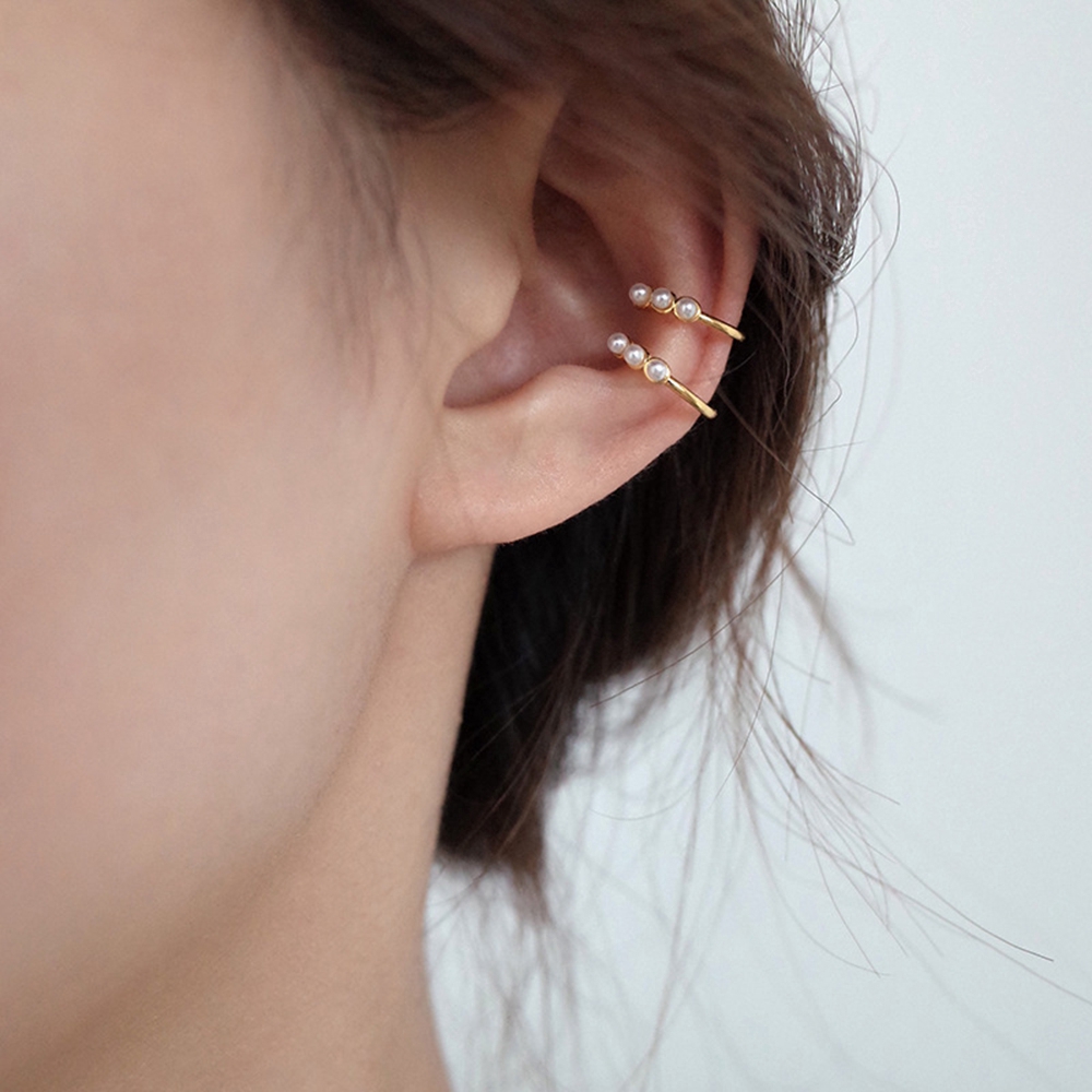 Khuyên kẹp tai đính ngọc trai giả mini có thể chỉnh phong cách Hàn Quốc hợp thời trang