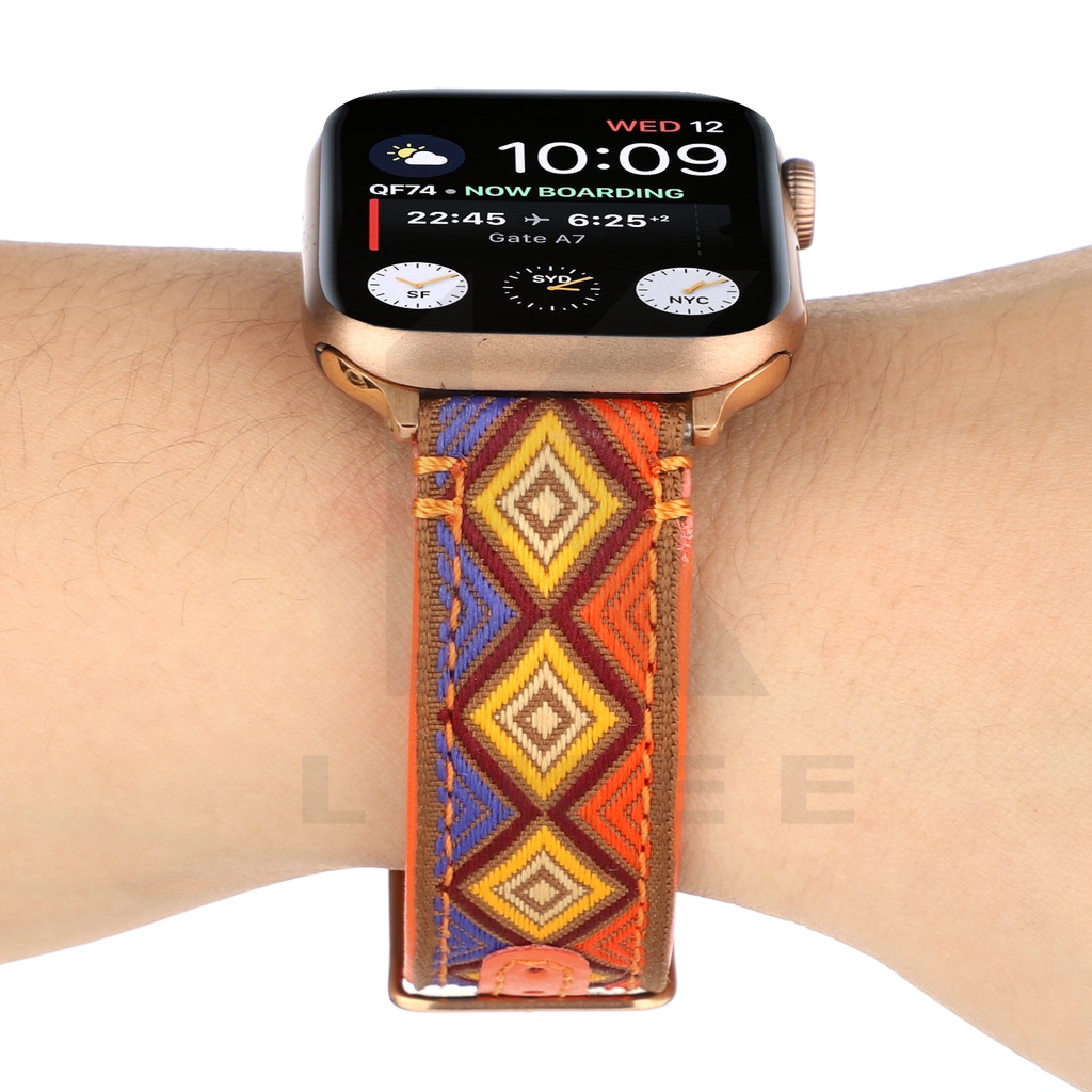 Dân gian-Tùy chỉnh Dân tộc Mới Dây đeo bằng da Tali Jam cho Apple Watch 6 5 4 Dây đeo nylon cho IWatch Series Se 1 2 3 Dây đeo Thể thao Vòng 38mm/40mm/41mm 42mm/44mm/45mm
