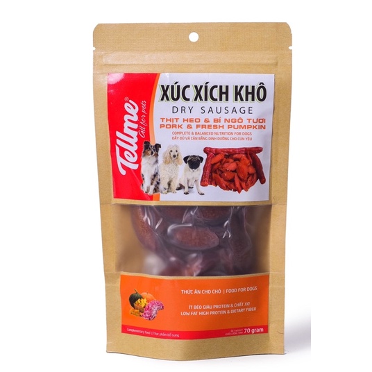 [ 70g ] TELLME® Xúc Xích Khô Thịt Heo &amp; Cà Rốt / Bí Ngô Tươi Dạng Cắt Lát