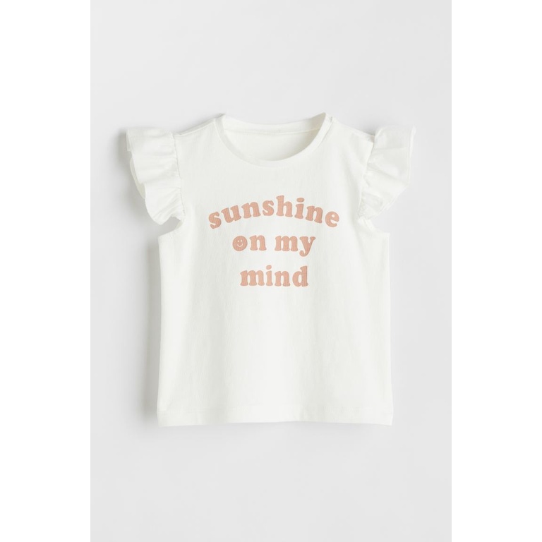 Áo phông trắng cầu vồng hello HM H&M_hàng chính hãng authentic