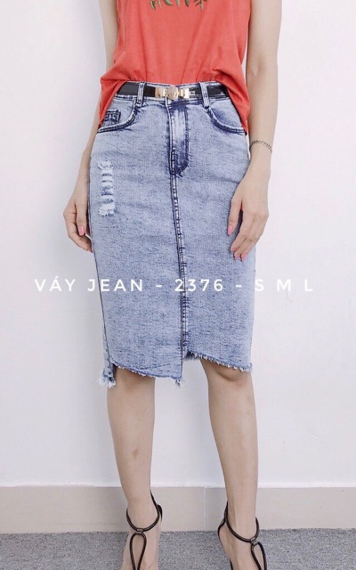 [Mã FASHIONT4WA2 giảm 10K đơn 50K] CHÂN VÁY JEAN BÚT CHÌ 2364 | BigBuy360 - bigbuy360.vn