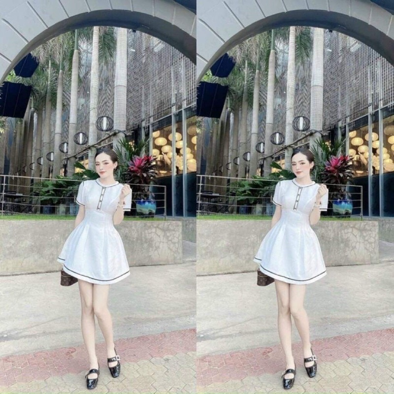 Váy trắng viền đen HS6