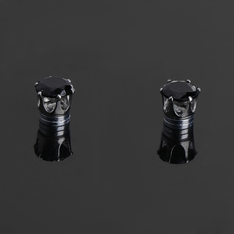 1 Đôi Bông Tai Tròn Đính Đá Zircon Màu Trắng Dành Cho Bạn Gái / Bạn Trai