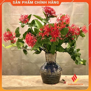 Lọ hoa gốm Bát Tràng thanh lý giá rẻ- Bình hoa decor trang trí cỡ trung - Men nâu bóng sang trọng