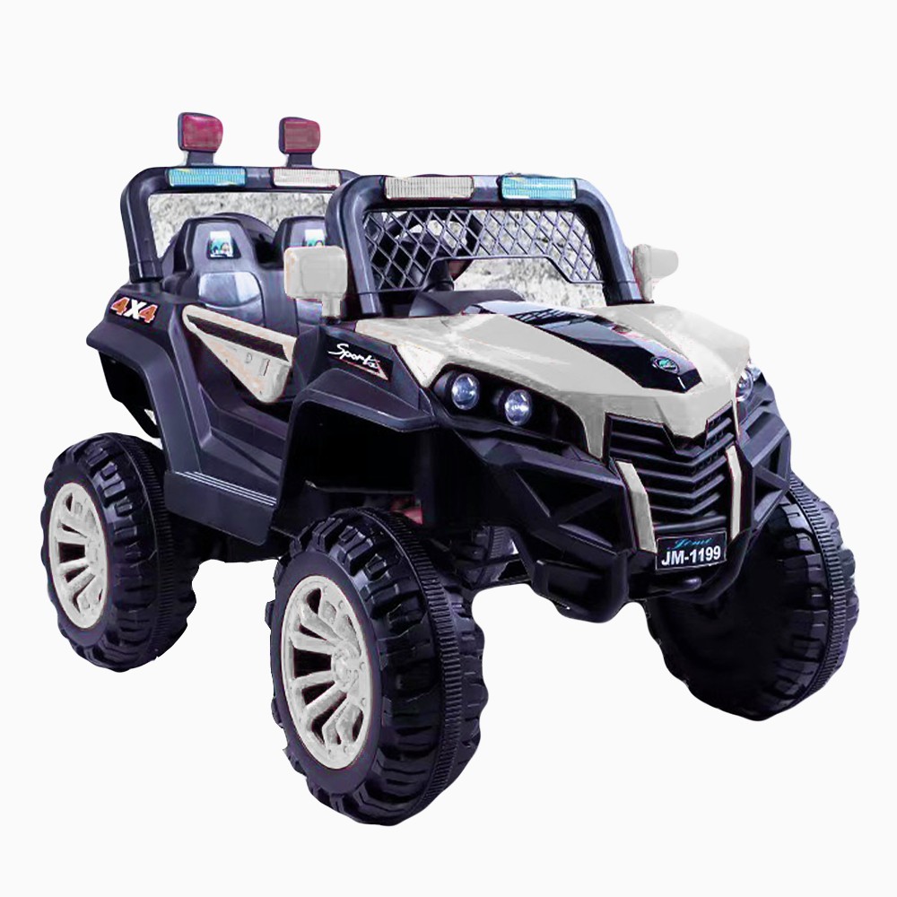 Ô tô xe điện địa hình JM-1199 2 động cơ 12V/7AH đồ chơi vận động cho bé (Đỏ-Trắng-Xanh)