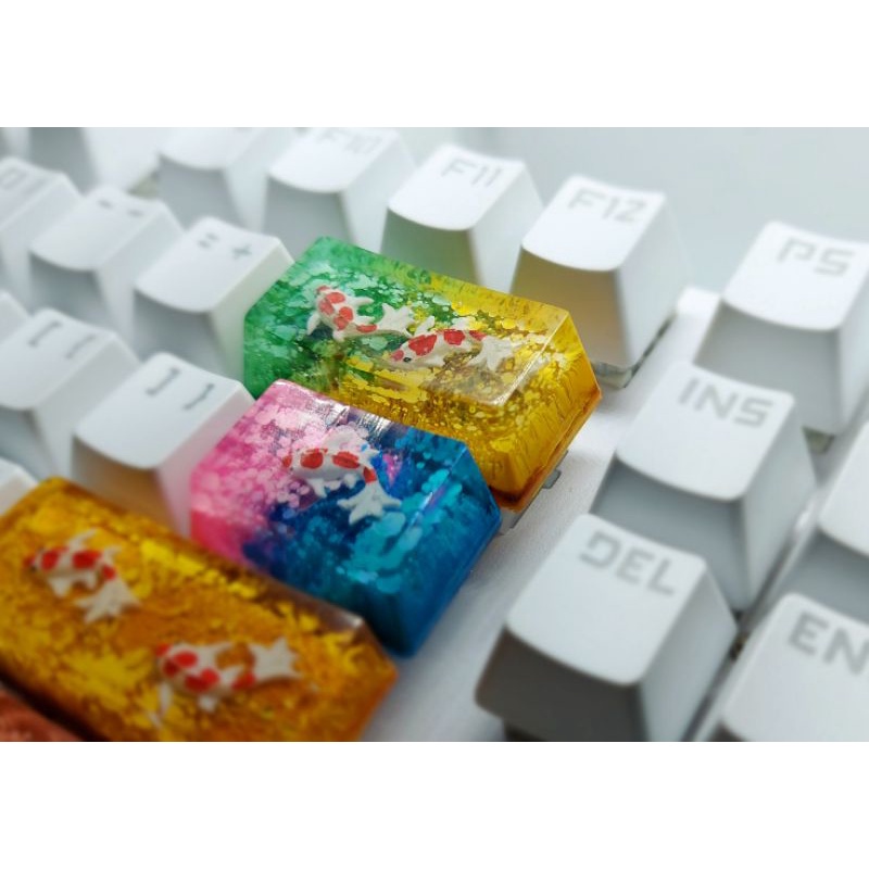 Keycap cá koi phím backspace tone lá vàng trang trí bàn phím cơ