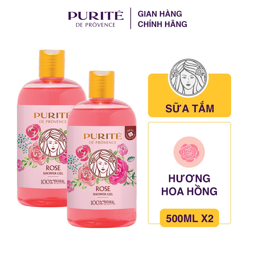 Combo 2 Sữa Tắm Mềm Mịn Hoa Hồng Purité 500ml/chai | BigBuy360 - bigbuy360.vn
