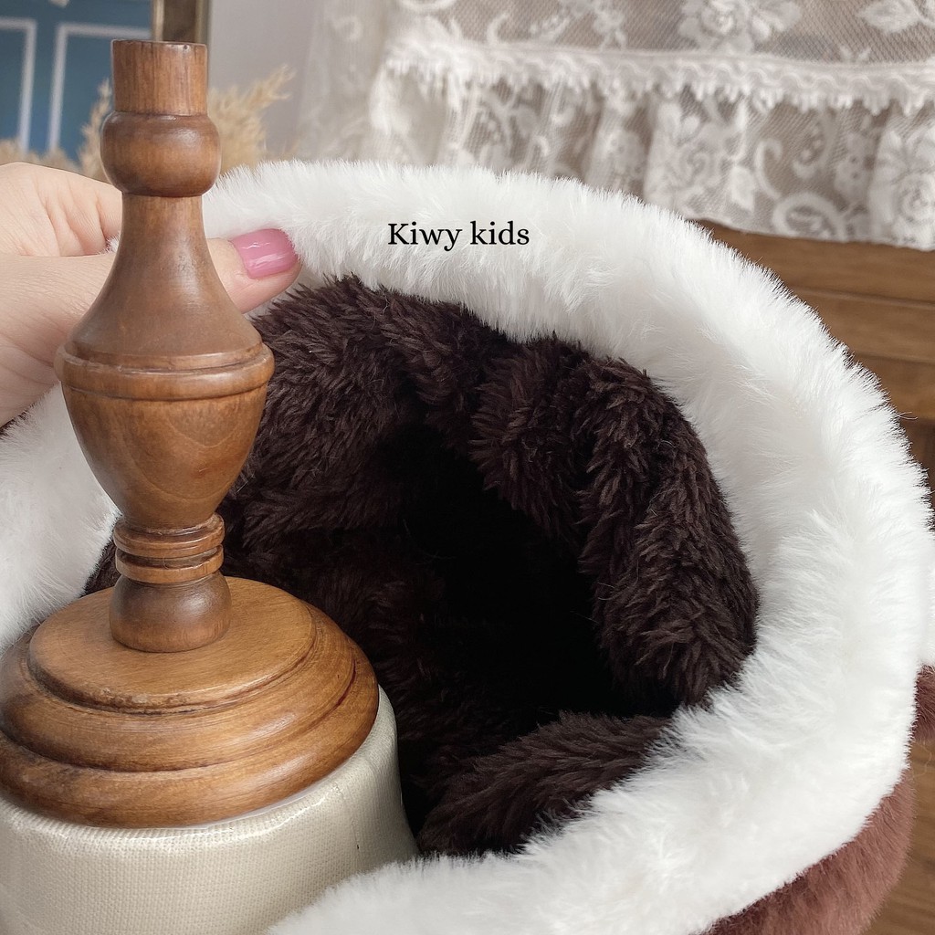 Áo khoác lông mềm KIWY KIDS43 đính quả cherry cho bé 8-18kg