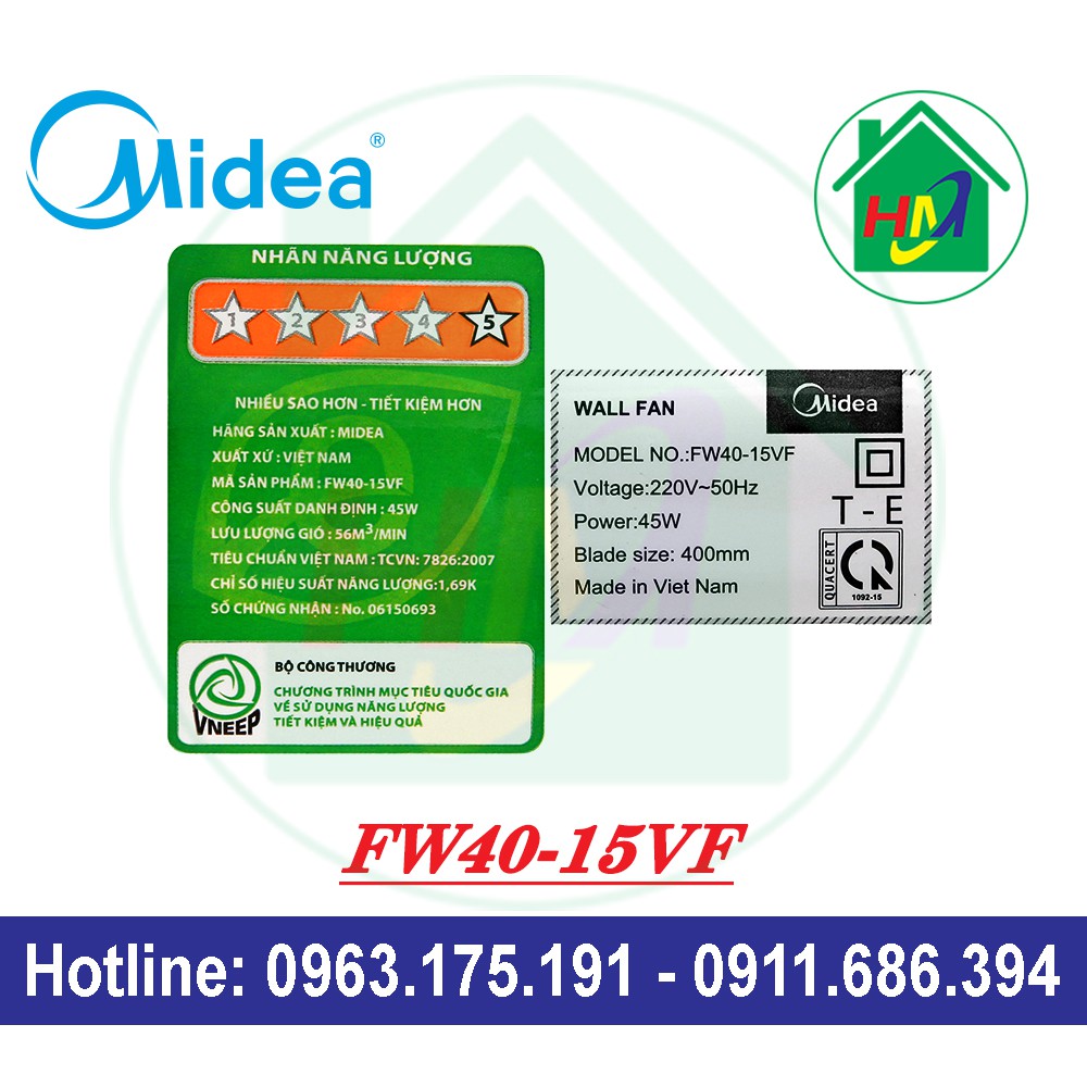 Quạt Treo Tường Midea FW40-15VF Cao Cấp