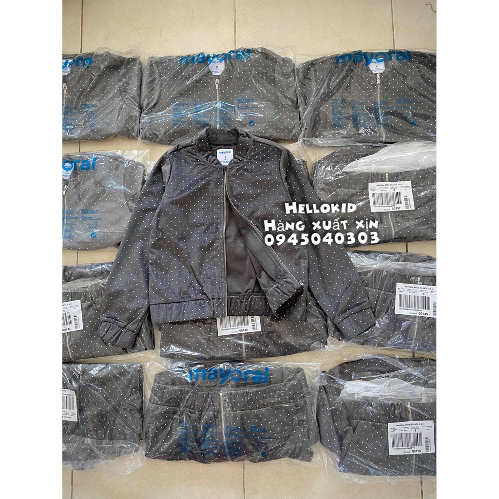 Áo khoác nhung chấm dáng bomber bé gái