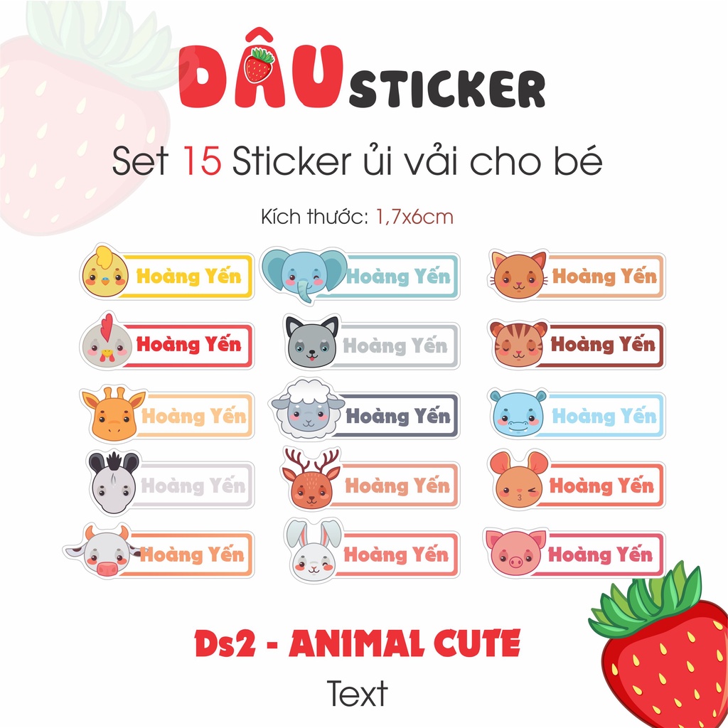 DS2 - Set 15 Sticker  ủi tên Cho Bé Theo yêu Cầu - Decal ủi tên học sinh