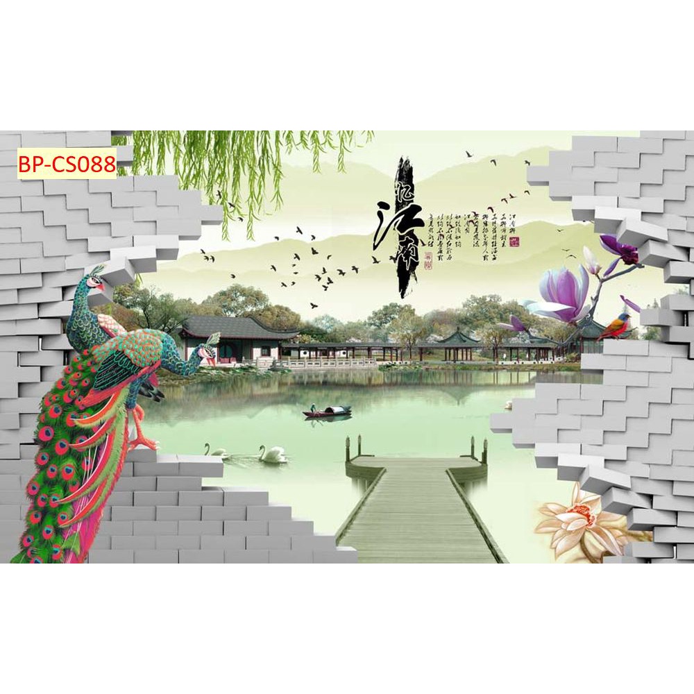 Tranh dán tường cửa sổ phòng ngủ, phòng khách sang trọng