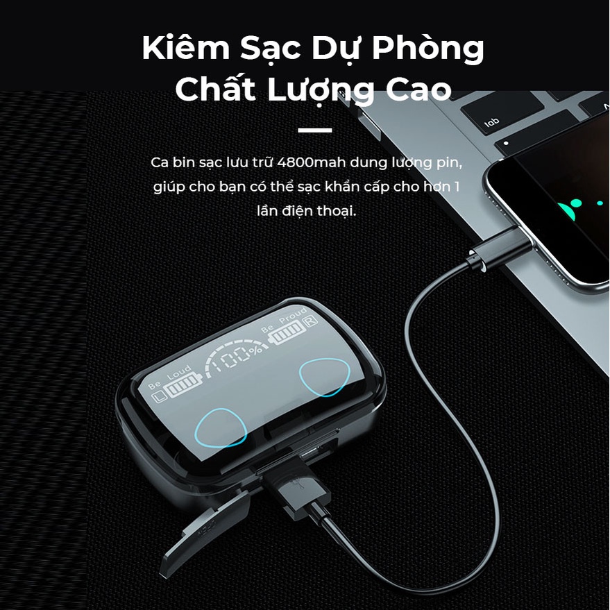 Tai Nghe Bluetooth M10 Phiên Bản Pro Nâng Cấp Pin Trâu, Nút Cảm Ứng Tự Động Kết Nối, Chống Nước, Chống Ồn, Màn Hình LED