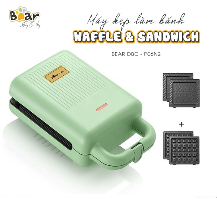 Máy nướng bánh mì mini, làm bánh waffle 2 Khuôn Bear