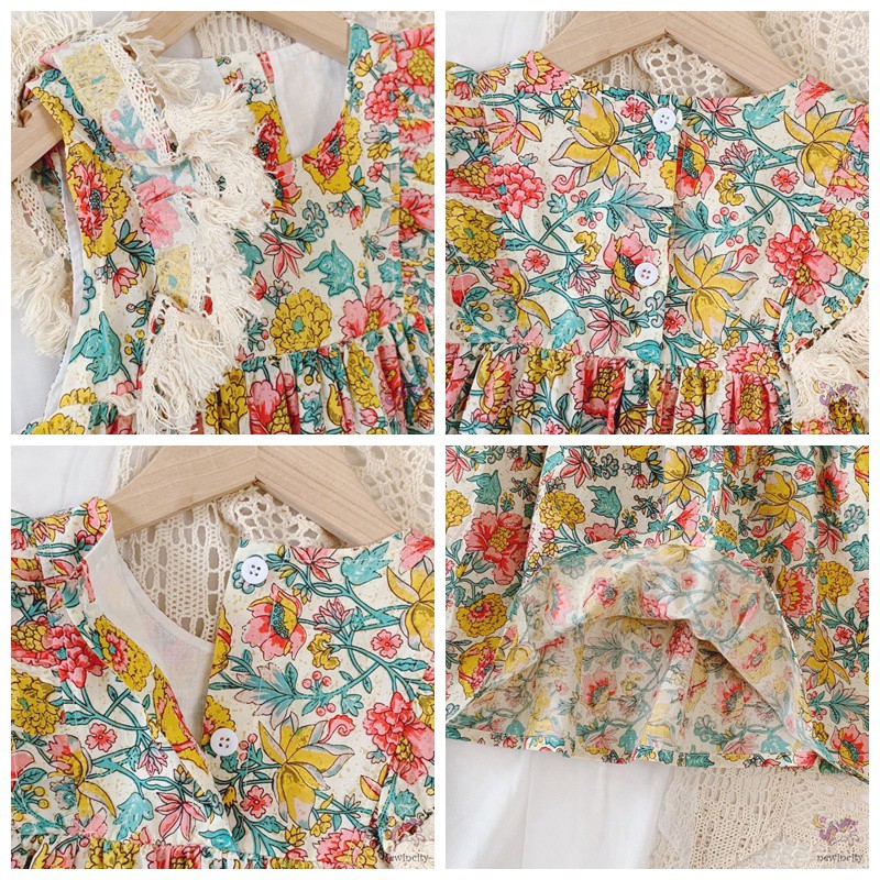 Đầm Bé Gái In Hoa Phong Cách Hàn Quốc